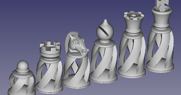 spiral chess set lowres download free stl model printablescom 3d models toys & games board freecad 3d print model - Mito3D