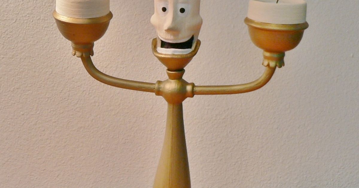 Lumiere levi oturur indir Bedava stl model printablescom 3d modeller kostümler Aksesuarlar sahne mum karakter Disney destek 3D print model - Mito3D
