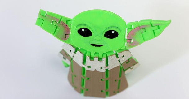 flexi artikuliert Baby Yoda Kind Mandalorianer fixumdude download frei stl Modell Printablescom 3d Modelle Spielzeuge Spiele draussen Babyyoda flexibel Kinder 3d print model - Mito3D