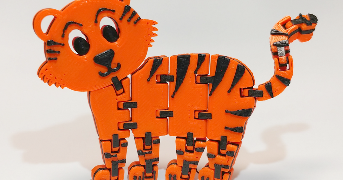 flexi articulé tigre fixumdude Télécharger libre stl modèle imprimablescom 3d modèles monde scans animaux animal souple jungle 3D print model - Mito3D