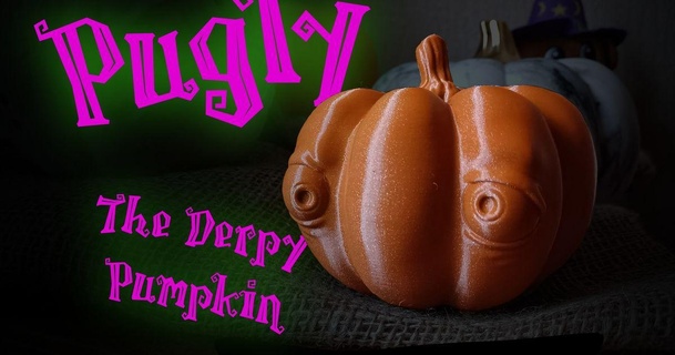 pugly derpy pumpkin bugman 140 download free stl model printablescom 3d models seasonal designs autumn & halloween daft decoration silly 3d print model - Mito3D