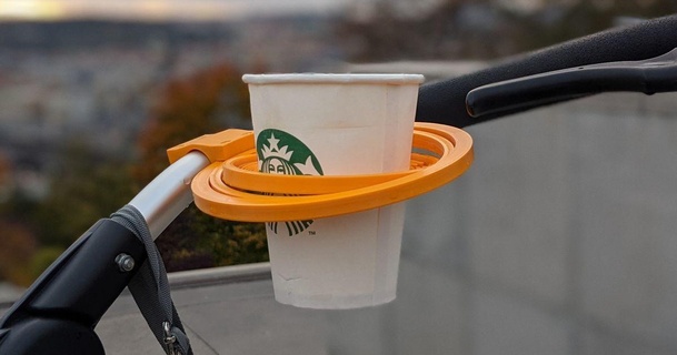 self-leveling cup holder tfk stroller phigl download free stl model printablescom 3d models sports & outdoor coffee coffeecup cupholder gyroscopic 3d print model - Mito3D
