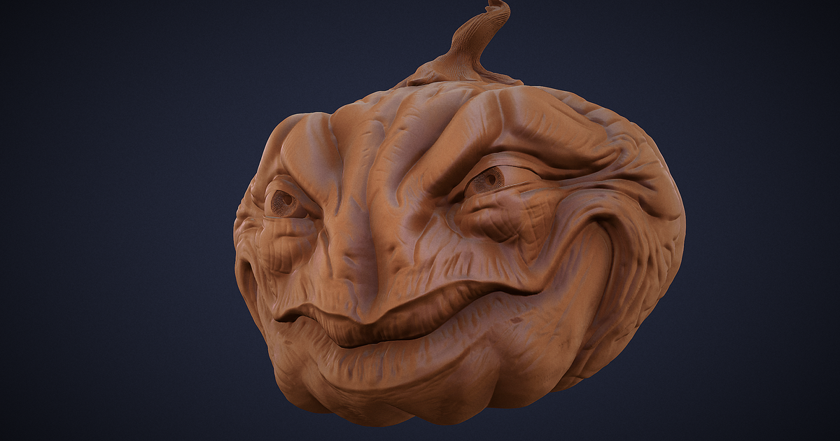 raccapricciante zucca jack lantern scolpire caleb kraft Scarica gratuito stl modello printablescom 3d Modelli arte design sculture Halloween nomade zbrush 3D print model - Mito3D