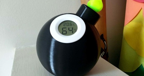 numérique thermomètre hygromètre bombe supporter Jangy Télécharger libre stl modèle imprimablescom 3d modèles Ménage maison équipement 3d print model - Mito3D