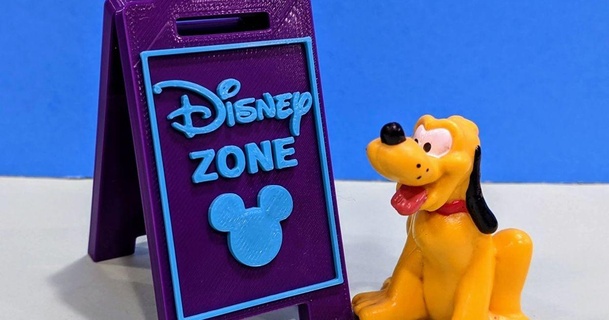 miniature a-frame sidewalk sign disney zone cdsmakestuff download free stl model printablescom 3d models costumes & accessories props disneyland mickey mickeymouse mouse 3d print model - Mito3D