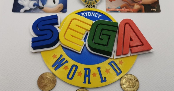 sega mundo Sydney logotipo excêntrico impressão baixar livre stl modelo printablescom 3d modelos arte Projeto 2d pratos logotipos jogos segagênese megadrive misto Sonic ouriço 3d print model - Mito3D