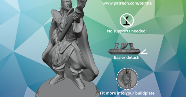 21 sorcerer - male supports needed teirale download free stl model printablescom 3d models toys & games rpg figures dnd dndminiature mini miniature nosupportneeded 3d print model - Mito3D