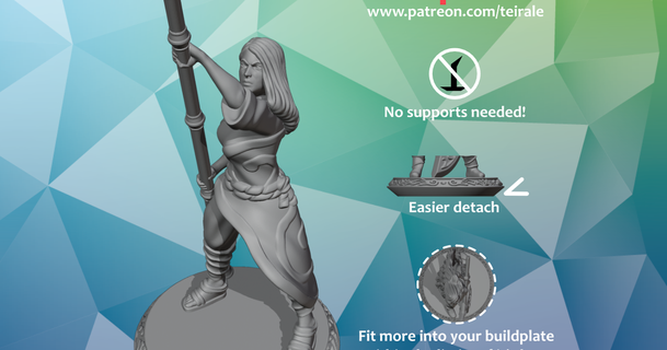 26 monk - female supports needed teirale download free stl model printablescom 3d models toys & games rpg figures dnd dndminiature mini miniature nosupportneeded 3d print model - Mito3D