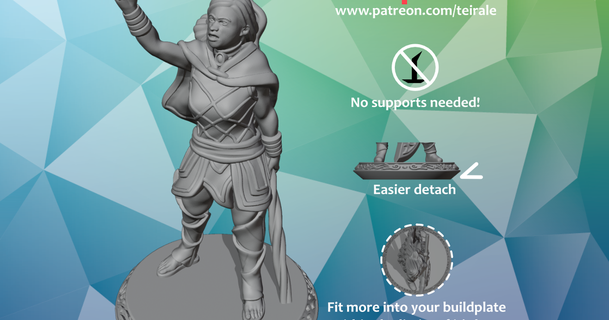 28 druid - female supports needed teirale download free stl model printablescom 3d models toys & games rpg figures dnd dndminiature mini miniature nosupportneeded 3d print model - Mito3D