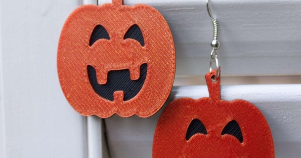 cute halloween pumpkin earrings cheesemcgee download free stl model printablescom 3d models fashion women cutepumpkin halloweenearrings halloweenpumpkin 3d print model - Mito3D
