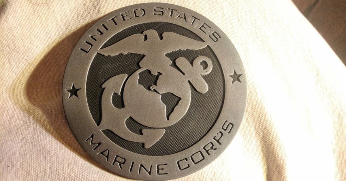 unido marina cuerpo emblema insignias quesomcgee descargar gratis stl modelo imprimiblescom 3d modelos Arte diseño 2d platos logos ancla fuerzas Armadas águila ega globo 3D print model - Mito3D