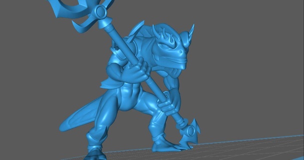 kuo-toa deep fish-man warrior pose 1 np-dev download free stl model printablescom 3d models toys & games rpg figures cthulhu dnd dragons 3d print model - Mito3D