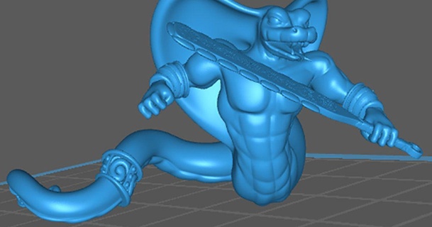 yuan-ti snake-man warrior pose 2 np-dev download free stl model printablescom 3d models toys & games rpg figures chaos dnd dragons dungeons man 3d print model - Mito3D