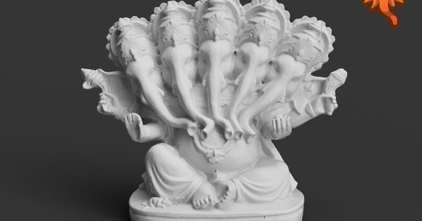panchamukhi Ganesha Herstellung Götter Indien download frei stl Modell Printablescom 3d Modelle Kunst Design Skulpturen Elefant Ganesh Hindu Hindugod 3d print model - Mito3D
