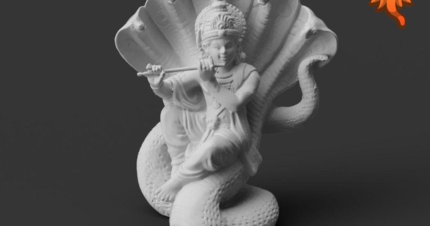 krishna zähmt Schlange Herstellung Götter Indien download frei stl Modell Printablescom 3d Modelle Kunst Design Skulpturen Hindu 3d print model - Mito3D