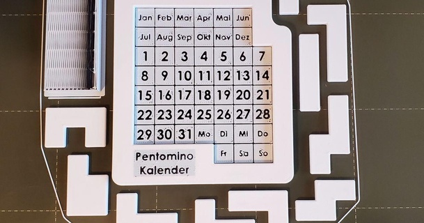 pentomino calendario abekabakoff Scarica gratuito stl modello printablescom 3d Modelli giocattoli Giochi puzzle brain teasers bloccare Pentomino pentamini 3d print model - Mito3D
