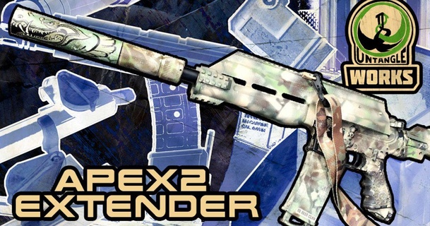 unw apex2 extender untangleworks download free stl model printablescom 3d models sports & outdoor apex magfed magfedpaintball paintball suppressor 3d print model - Mito3D