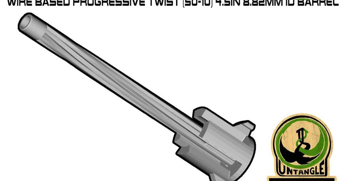v3 inspiriert v2 Gewehr Dorn Draht basierend progressiv Twist 50 10 45in 882mm Fass entwirren funktioniert download frei stl Modell Printablescom 3d Modelle Sport draussen 3D print model - Mito3D