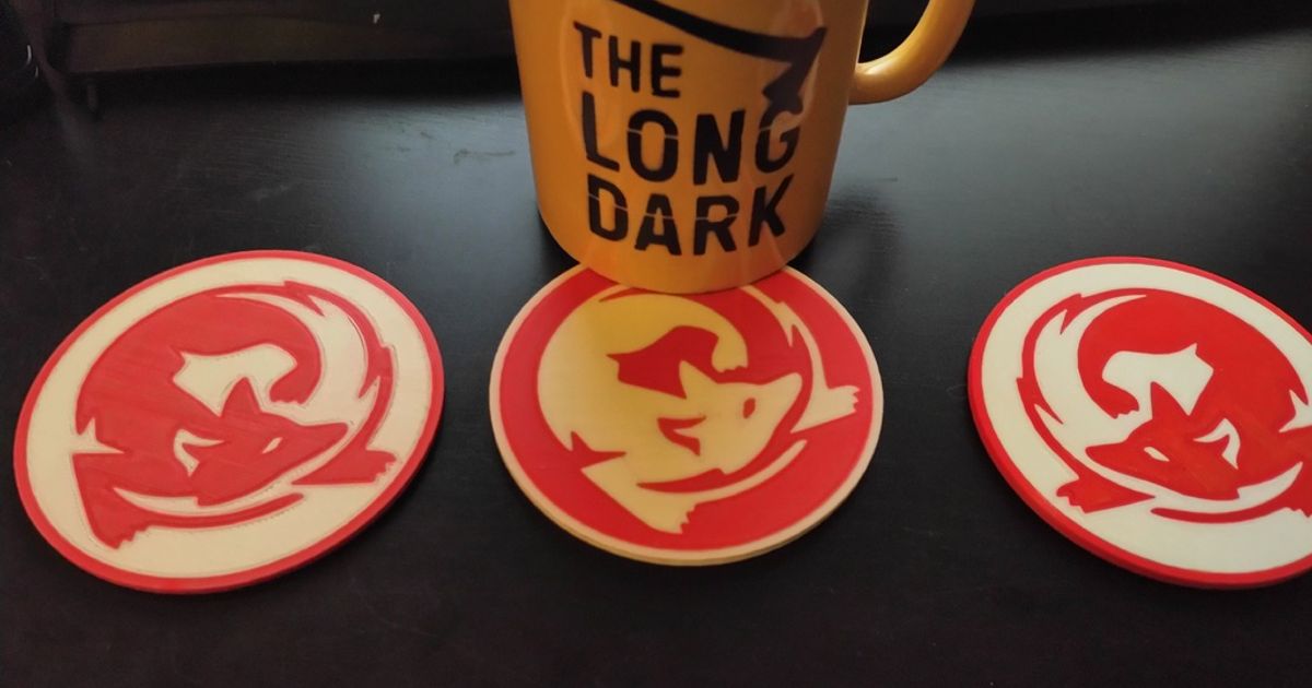 long dark fox coaster multimaterial raphi download free stl model printablescom 3d models household kitchen beveragecoaster drinkcoaster thelongdark 3D print model - Mito3D