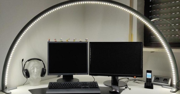 grande LED arco aeggsbaerde descargar gratis stl modelo imprimiblescom 3d modelos casa oficina escritorio lámpara regulador intensidad 3d print model - Mito3D