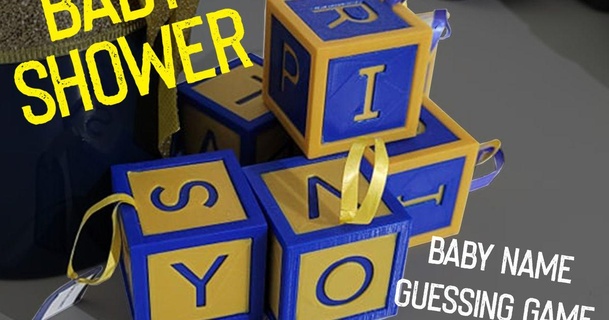 baby shower names guessing game cubes lumanieri download free stl model printablescom 3d models toys & games puzzles brain-teasers alphabet alphabets babyshower cube 3d print model - Mito3D
