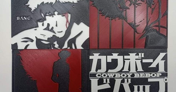 cow boy bebop 4 tuile art décor piotrrago Télécharger libre stl modèle imprimablescom 3d modèles conception dessins anime cowboybebop manga 3d print model - Mito3D