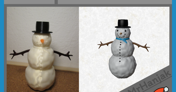 bonhomme neige Noël décoration mrhanjak Télécharger libre stl modèle imprimablescom 3d modèles saisonnier dessins hiver années décorations 3d print model - Mito3D