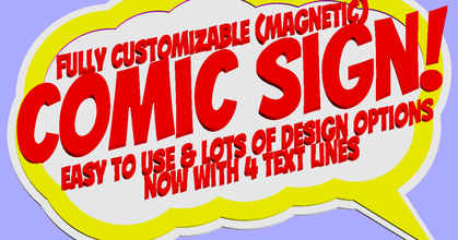 customizable magnetic comic sign speech bubble ii rainer download free stl model printablescom 3d models art & design 2d plates logos color comics customizer 3d print model - Mito3D