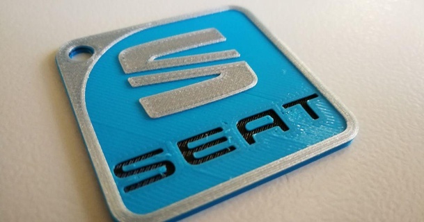 seat car logo keychain el carlos download free stl model printablescom 3d models fashion accessories multicolor square 3d print model - Mito3D