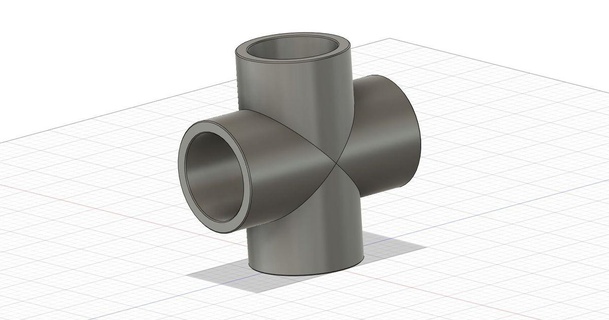 pvc pipe cross joint 4cm diameter redwraith download free stl model printablescom 3d models hobby & makers ideas pipes 3d print model - Mito3D