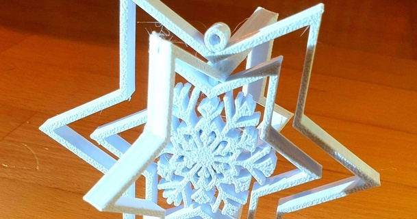 spinning snowflake star andi download free stl model printablescom 3d models seasonal designs winter & christmas year's christmasdecoration christmasornament ornament snow 3d print model - Mito3D
