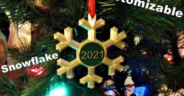 personalizable copo nieve ornamento jdb diseño descargar gratis stl modelo imprimiblescom 3d modelos estacional diseños invierno Navidad años Decoraciones navidad adornos navideños christmastreeornament felices vacaciones 3d print model - Mito3D