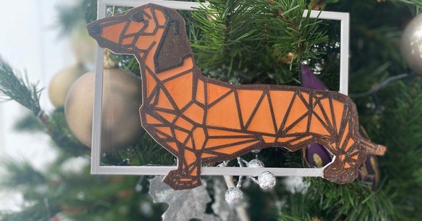 geometric dachshund art ornament portrait frame gift madmen2302 download free stl model printablescom 3d models seasonal designs winter & christmas year's 3d print model - Mito3D