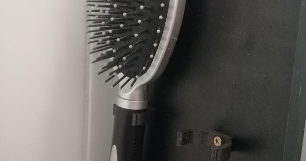 hairbrush clip wobke11 download free stl model printablescom 3d models household bathroom autodeskfusion360 brush brushholder fusion360 3d print model - Mito3D