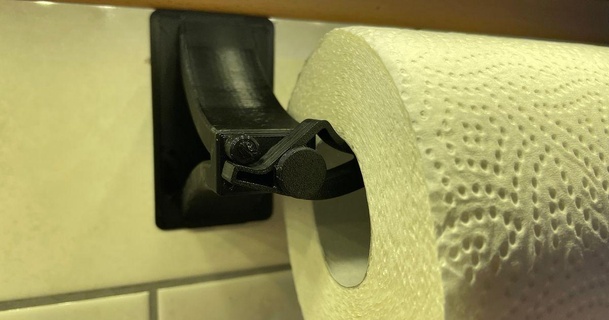 quick reload holder toilet paper towel remix pjotrstrog download free stl model printablescom 3d models household kitchen quickrelease toiletpaper toiletpaperholder 3d print model - Mito3D