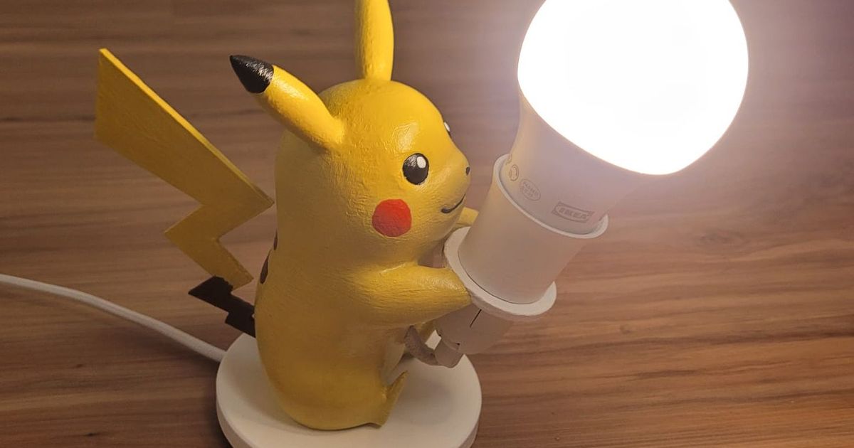 Pickachu Licht Stand Bildschirmbeleuchtung download frei stl Modell Printablescom 3d Modelle Kunst Design Skulpturen Lampe nachtlampe Nachtlicht Pikachu Pokémon 3D print model - Mito3D