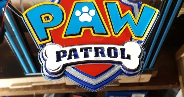 multi colour paw patrol logo totalitarian download free stl model printablescom 3d models art & design 2d plates logos multicolor multicolour pawpatrol 3d print model - Mito3D