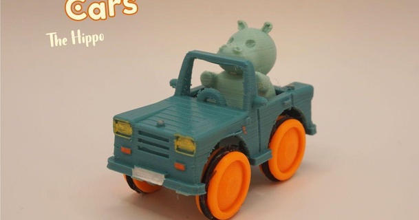 lindo coches hipopótamo kt3dprint descargar gratis stl modelo imprimiblescom 3d modelos juguetes juegos vehiculos animal coche vehiculo Navidad frio 3d print model - Mito3D
