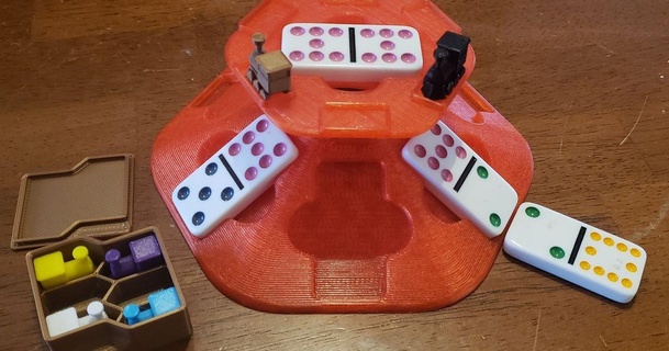 6 giocatore messicano treno cane delle caverne Scarica gratuito stl modello printablescom 3d Modelli giocattoli Giochi tavola gioco tavolo domino locomotiva 3d print model - Mito3D