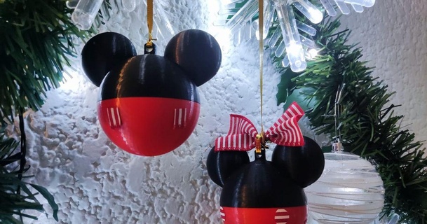 Mickey ratón Navidad esfera emmanuel linares descargar gratis stl modelo imprimiblescom 3d modelos estacional diseños invierno años Decoración navideña Mouse decoracion navidad decoraciones 3d print model - Mito3D