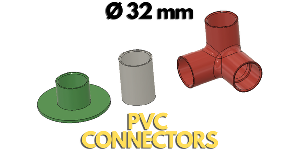 32mm PVC conectores carlos 3d impressão baixar livre stl modelo printablescom modelos fantasias acessórios cosplay 3way conector montagem pvc 3d print model - Mito3D