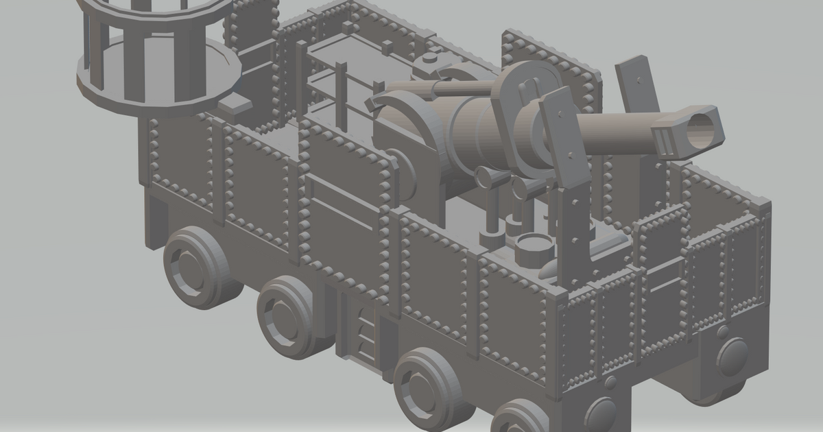 fhw Demiryolu kült top araba v2 açık 28mm ölçek Bedava dinsiz atölye indir stl model printablescom 3d modeller oyuncaklar oyunlar Araçlar savaş oyunları yer sarsıcı 3D print model - Mito3D