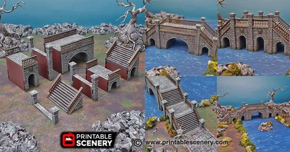 arcanist's stone bridge - printable scenery airplane Scenary 3d print model - Mito3D