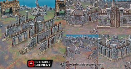 arcanist's stone walls - printable scenery airplane Scenary 3d print model - Mito3D