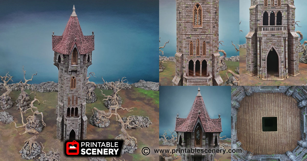 arcanist's tower - printable scenery airplane Scenary 3D print model - Mito3D