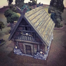 barbarian house airplane Scenary stand-alone model s representational 12th century northern european home approximately 100mm x 150mm you need wide print bed complete using guide holes spare filament can secure levels building place 3d print model - Mito3D