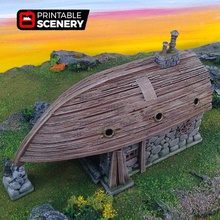 boathouse airplane Scenary medieval styled building can used fantasy historical setting all roof parts need print supports touching build plates everything else prints without there option smaller printers 3d print model - Mito3D