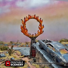 burning ring - printable scenery airplane Scenary 3d modular stunt mad max post-apocalypse racing post civilization warfare roleplaying table wargaming 3d print model - Mito3D