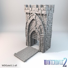 castle gate airplane Scenary comes complete lifting portcullis drawbridge model has been designed compatible hoarding you need attach string small chain each side thread through winterdale buildings glued placed together 3d print model - Mito3D