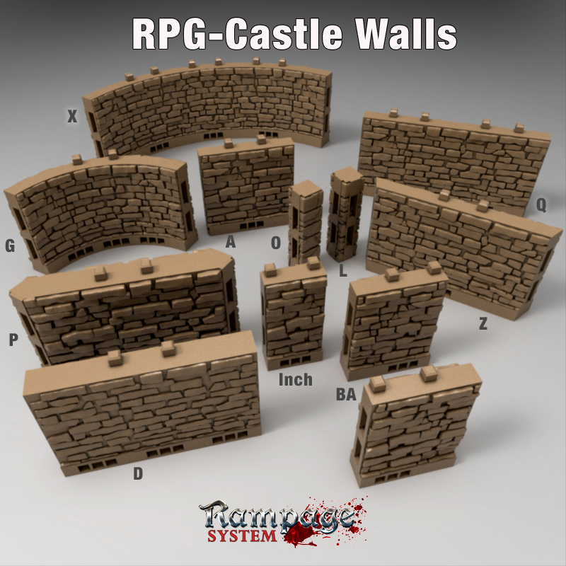 mura del castello stampabile scenario aereo Scenario insieme a parete pezzi di colonne usati per creare tavolo da gioco rpg adatto fantasy storico impostazioni compatibile con qualsiasi altro openlock prodotti quali il nostro piani scarica rampage pacchetto base gratuito, scaricare la versione più recente clip 3D print model - Mito3D